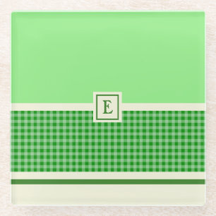Green Check Monogram Glass Onderzetter
