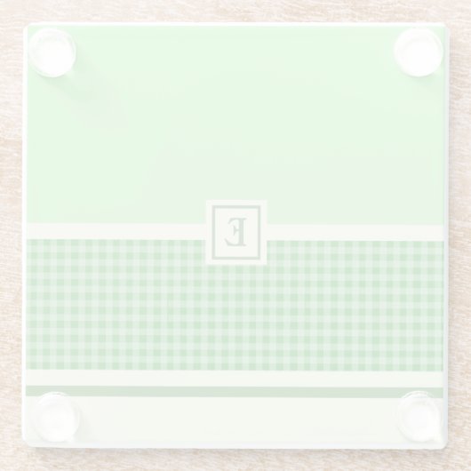 Green Check Monogram Glass Onderzetter (Achterkant)