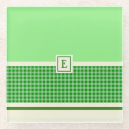 Green Check Monogram Glass Onderzetter Glazen Onderzetter