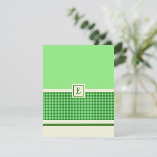 Green Check Monogram Note Kaart Notitiekaartje (Staand voorkant)