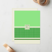 Green Check Monogram Note Kaart Notitiekaartje (Voorkant / Achterkant in situ)