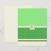 Green Check Monogram Note Kaart Notitiekaartje (Voorkant / Achterkant)