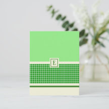 Green Check Monogram Note Kaart
