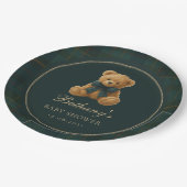 Green Check Polo Teddy Bear Baby Shower Papieren Bordje (Gekanteld)