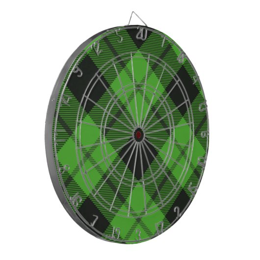 Green Check Tartan Dartbord (Voorkant Links)