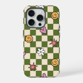Green Checkerboard Aesthetic Phone Case iPhone Hoesje (Achterkant)