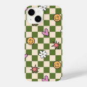 Green Checkerboard Aesthetic Phone Case iPhone Hoesje (Achterkant)