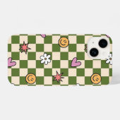 Green Checkerboard Aesthetic Phone Case iPhone Hoesje (Achterkant horizontaal)