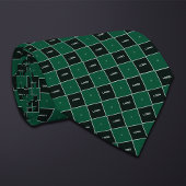 Green Checkerboard Logo Pattern Stropdas