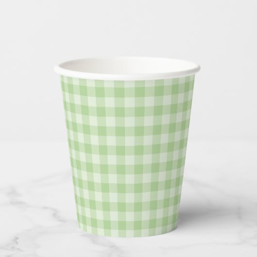 Green Checkerboard Pattern Papieren Bekers (Voorkant)