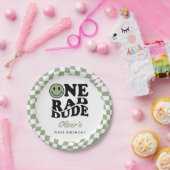 Green Checkered Smile One Rad Dude 1e verjaardag Papieren Bordje (Feest)