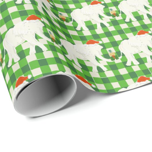 Green Checkered White Elephant Christmas Party Cadeaupapier (Rol Hoek)