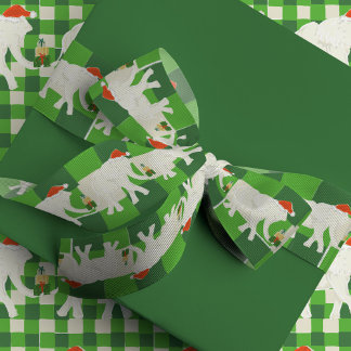 Green Checkered White Elephant Christmas Party Grosgrain Lint