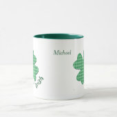 Green Checks Irish Shamrock Personalized Mok (Midden)