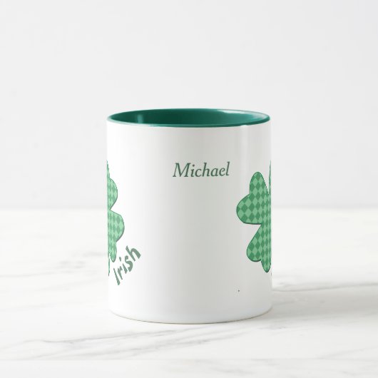 Green Checks Irish Shamrock Personalized Mok (Midden)