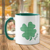 Green Checks Irish Shamrock Personalized Mok