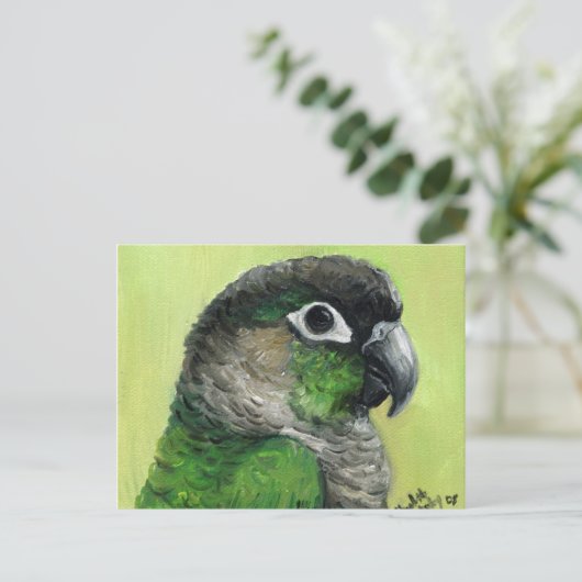 "Green Cheeked Conure" Bird Art Briefkaart (Staand voorkant)