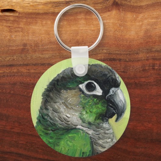 "Green Cheeked Conure" Bird Art Sleutelhanger (Voorkant)