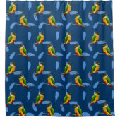 Green Cheeked Conure Vibrant Parrot Feathers Blue Douchegordijn (Voorkant)