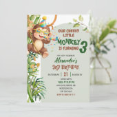Green Cheeky Little Monkey Savannah Theme Birthday Kaart (Staand voorkant)