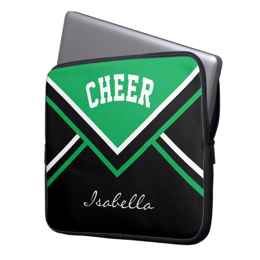 Green Cheerleader Cheer Laptop Sleeve (Voorkant Links)