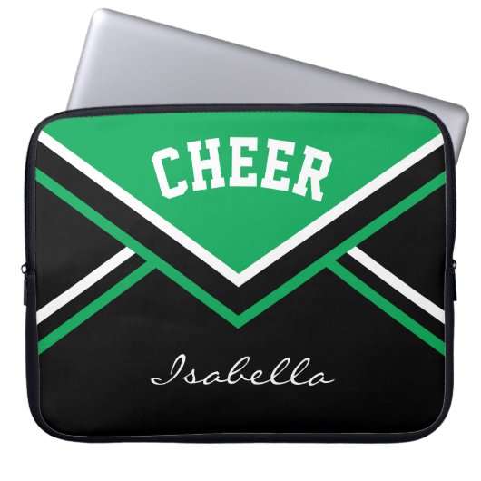 Green Cheerleader Cheer Laptop Sleeve (Voorkant)
