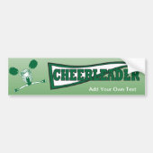 Green Cheerleader Girl Silhouette Bumpersticker (Voorkant)