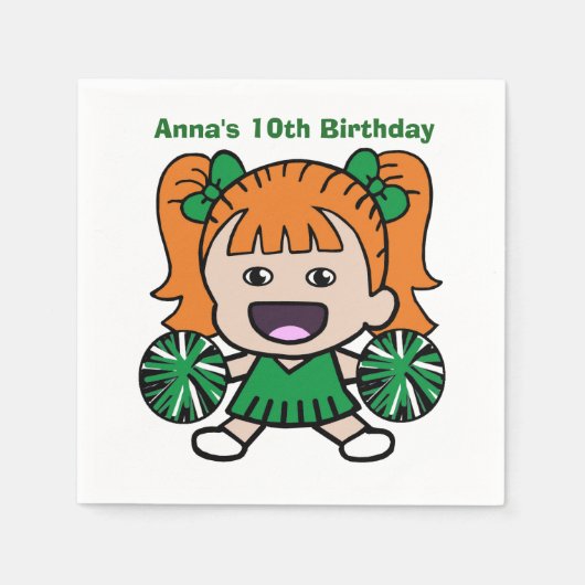 Green Cheerleader Paper Napkins Servetten (Voorkant)