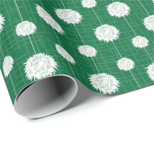 Green Cheerleader Pom Pom Pattern Cadeaupapier (Rol Hoek)