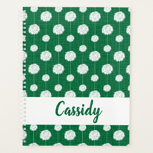 Green Cheerleader Pom Pom Pattern Planner (Voorkant)