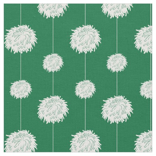 Green Cheerleader Pom Pom Pattern Stof (Close Up)