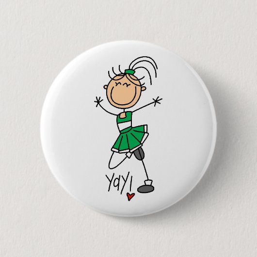 Green Cheerleader Ronde Button 5,7 Cm (Voorkant)