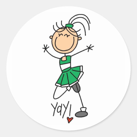 Green Cheerleader Ronde Sticker (Voorkant)