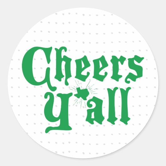 Green Cheers Y'all Ronde Sticker (Voorkant)