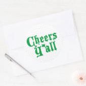 Green Cheers Y'all Ronde Sticker (Envelop)