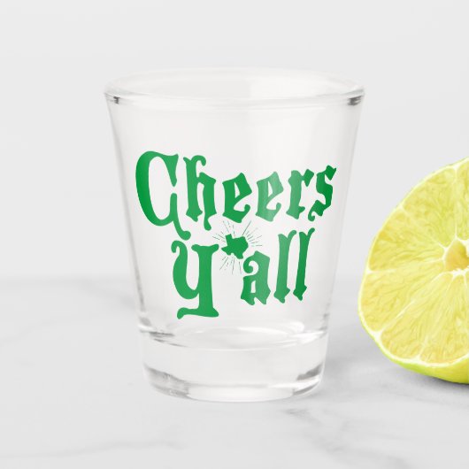 Green Cheers Y'all Shot Glass Glas (Voorkant)