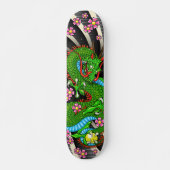 Green Cherry Blossom Dragon Tattoo Skateboard (Voorkant)