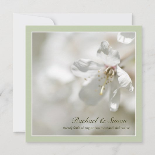 Green Cherry Blossom Wedding Kaart (Achterkant)