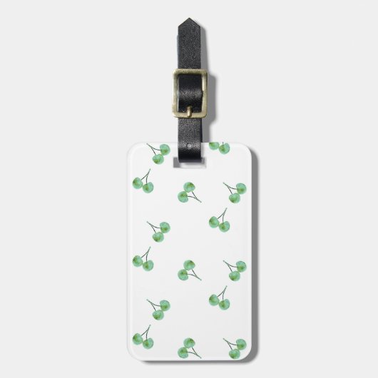 Green Cherry Pattern Bagagelabel (Voorkant verticaal)