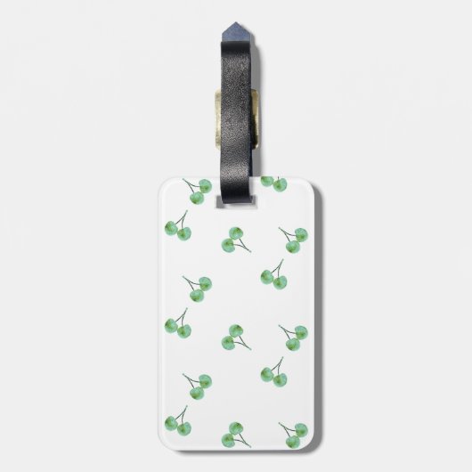 Green Cherry Pattern Bagagelabel (Achterkant verticaal)