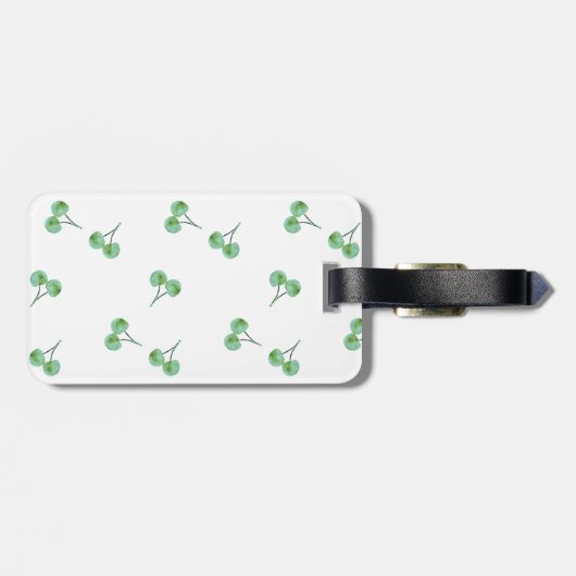 Green Cherry Pattern Bagagelabel (Achterkant horizontaal)