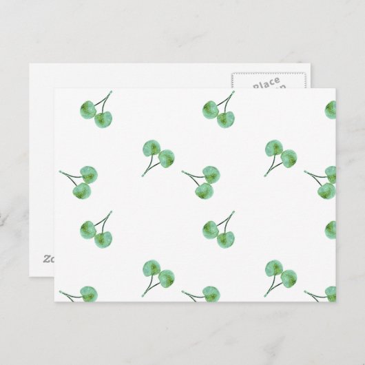 Green Cherry Pattern Briefkaart (Voorkant / Achterkant)