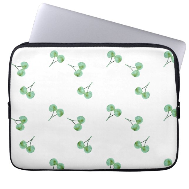 Green Cherry Pattern Laptop Sleeve (Voorkant)