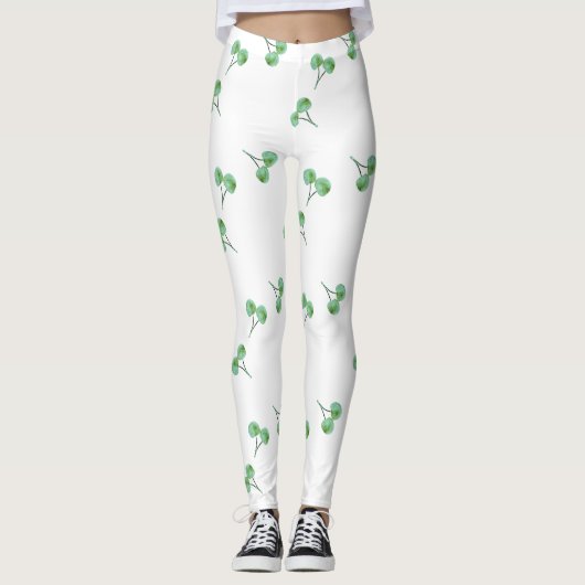Green Cherry Pattern Leggings (Voorkant)