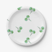Green Cherry Pattern Papieren Bordje (Voorkant)