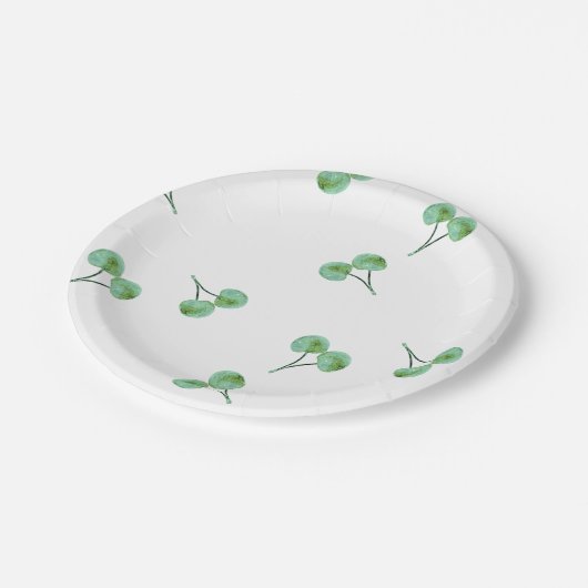 Green Cherry Pattern Papieren Bordje (Gekanteld)