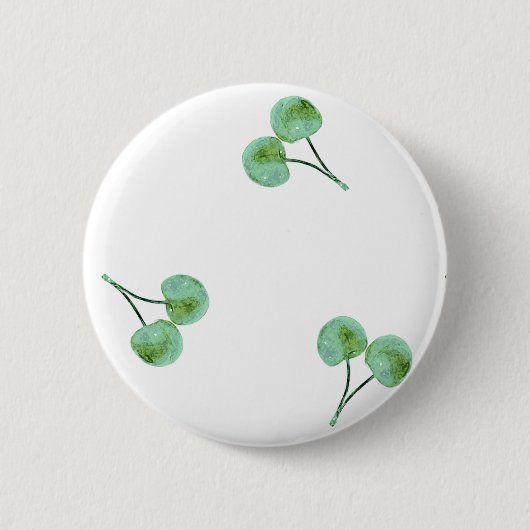 Green Cherry Pattern Ronde Button 5,7 Cm (Voorkant)