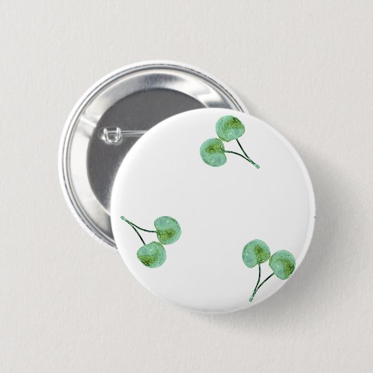 Green Cherry Pattern Ronde Button 5,7 Cm (Voorkant /achterkant)
