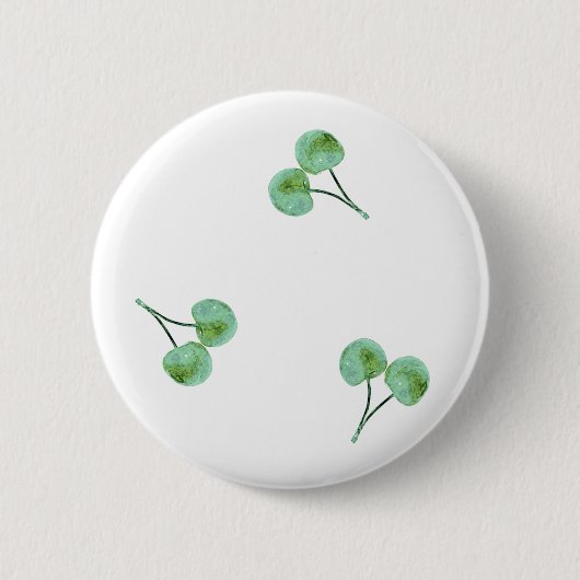 Green Cherry Pattern Ronde Button 5,7 Cm (Voorkant)