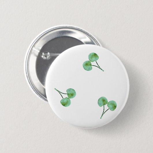 Green Cherry Pattern Ronde Button 5,7 Cm (Voorkant /achterkant)
